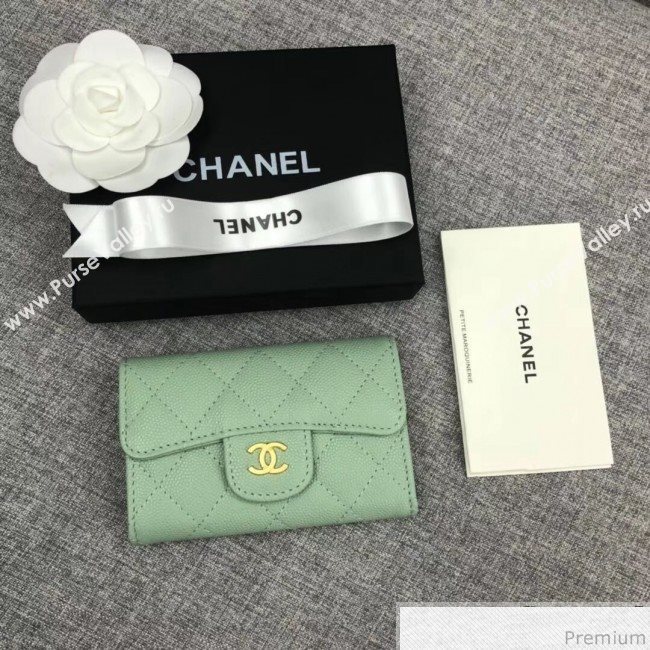 Chanel Quilting Grained Classic Card Holder Light Green (XGZ-9040864)