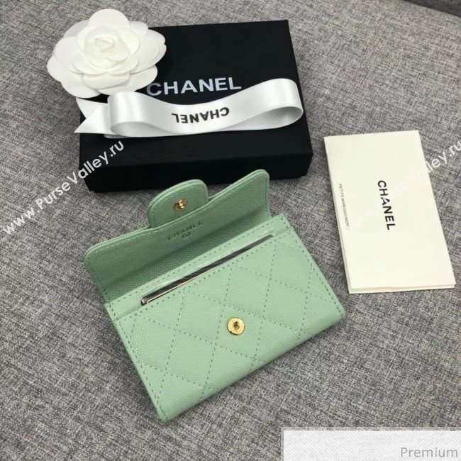 Chanel Quilting Grained Classic Card Holder Light Green (XGZ-9040864)