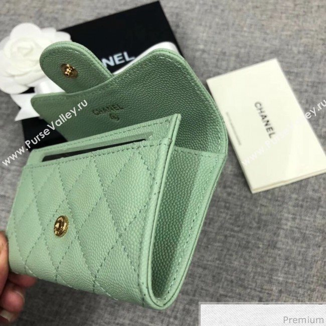 Chanel Quilting Grained Classic Card Holder Light Green (XGZ-9040864)