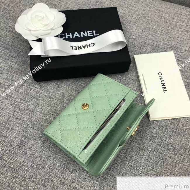 Chanel Quilting Grained Classic Card Holder Light Green (XGZ-9040864)