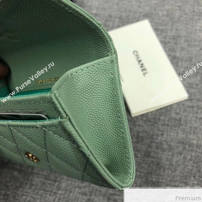 Chanel Quilting Grained Classic Card Holder Light Green (XGZ-9040864)