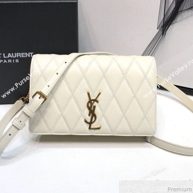 Saint Laurent Angie Chain Bag in Diamond Quilted Lambskin 568906 White 2019 (XYD-9041266)
