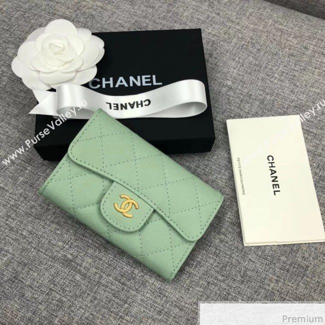 Chanel Quilting Grained Classic Card Holder Light Green (XGZ-9040864)