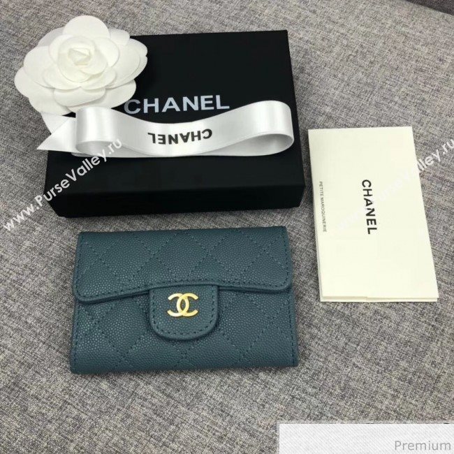 Chanel Quilting Grained Classic Card Holder Blue (XGZ-9040865)