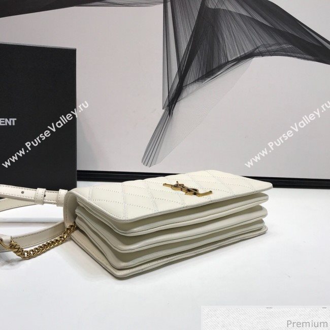 Saint Laurent Angie Chain Bag in Diamond Quilted Lambskin 568906 White 2019 (XYD-9041266)