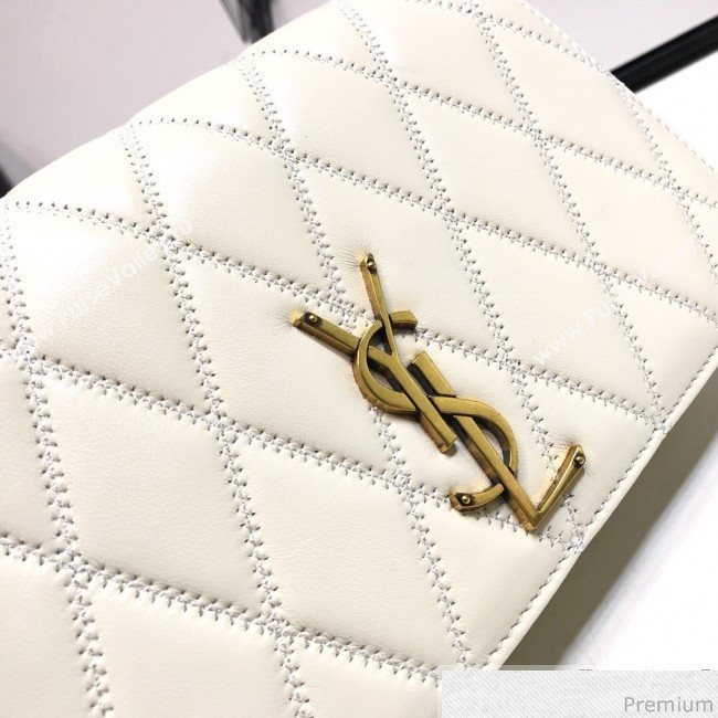 Saint Laurent Angie Chain Bag in Diamond Quilted Lambskin 568906 White 2019 (XYD-9041266)