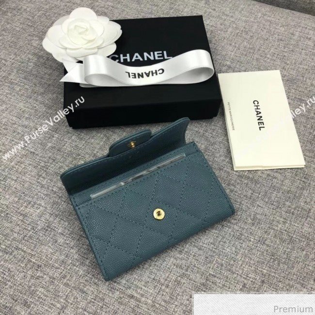 Chanel Quilting Grained Classic Card Holder Blue (XGZ-9040865)