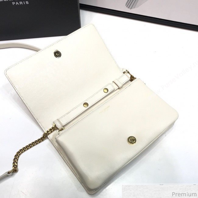 Saint Laurent Angie Chain Bag in Diamond Quilted Lambskin 568906 White 2019 (XYD-9041266)