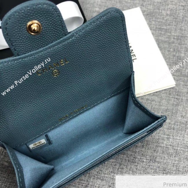 Chanel Quilting Grained Classic Card Holder Blue (XGZ-9040865)