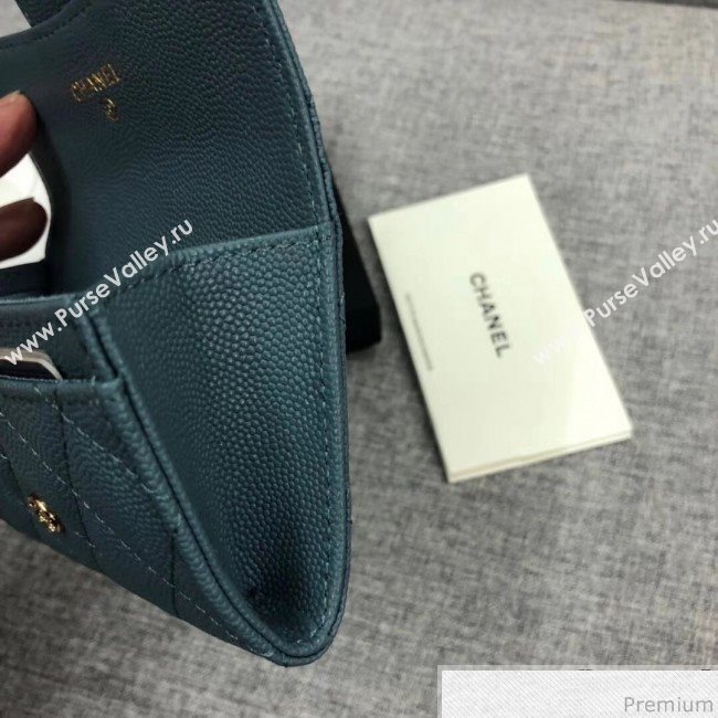 Chanel Quilting Grained Classic Card Holder Blue (XGZ-9040865)