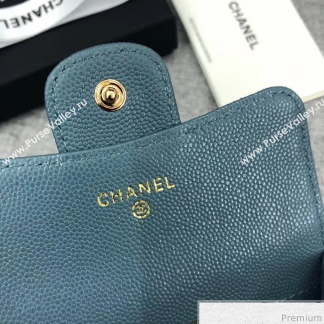 Chanel Quilting Grained Classic Card Holder Blue (XGZ-9040865)