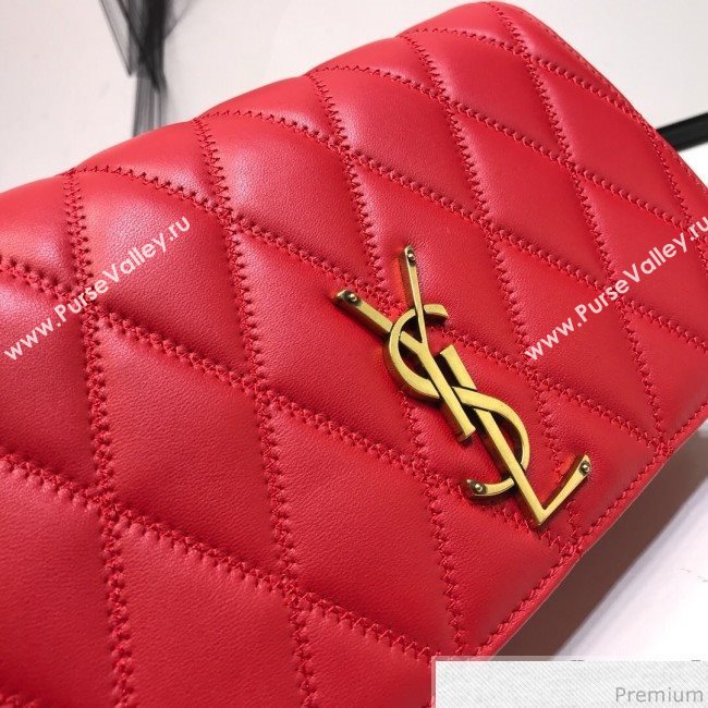 Saint Laurent Angie Chain Bag in Diamond Quilted Lambskin 568906 Red 2019 (XYD-9041267)