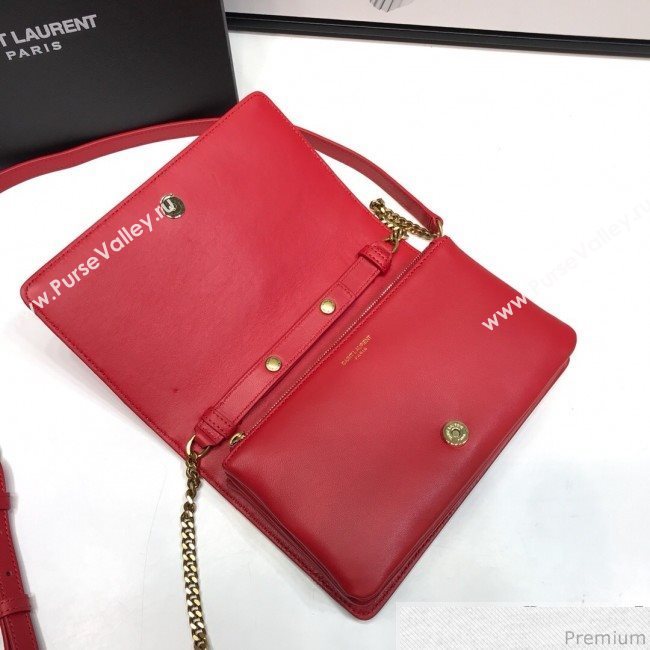 Saint Laurent Angie Chain Bag in Diamond Quilted Lambskin 568906 Red 2019 (XYD-9041267)