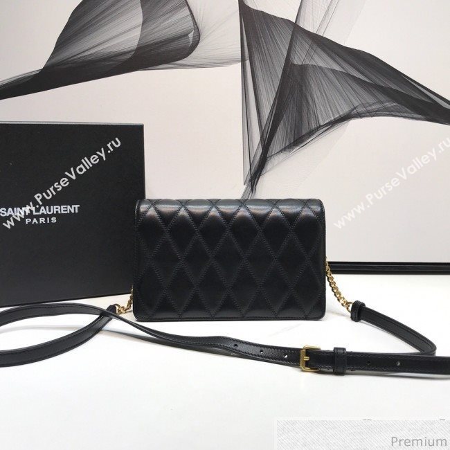 Saint Laurent Angie Chain Bag in Diamond Quilted Lambskin 568906 Black 2019 (XYD-9041268)
