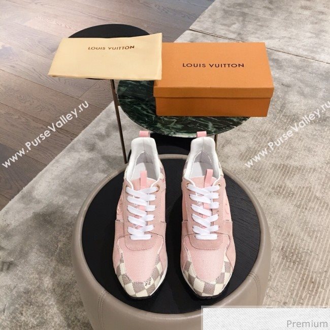Louis Vuitton Run Away Sneaker 1A4XNL Pink/Damier Azur Canvas 2019(For Men and Women) (KL-9031115)