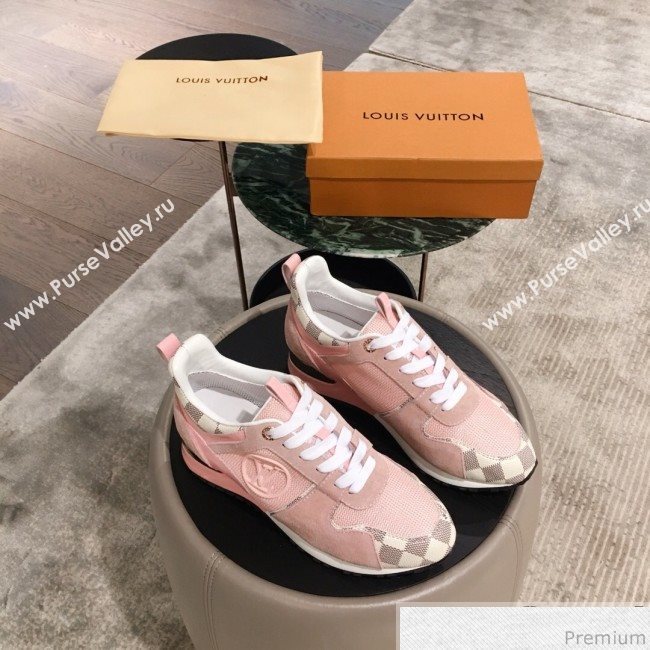 Louis Vuitton Run Away Sneaker 1A4XNL Pink/Damier Azur Canvas 2019(For Men and Women) (KL-9031115)