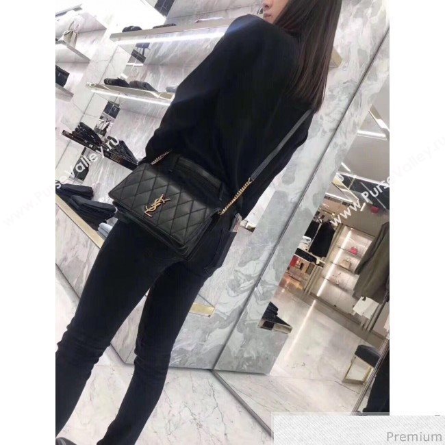 Saint Laurent Angie Chain Bag in Diamond Quilted Lambskin 568906 Black 2019 (XYD-9041268)