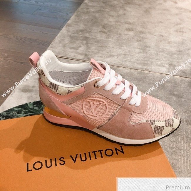 Louis Vuitton Run Away Sneaker 1A4XNL Pink/Damier Azur Canvas 2019(For Men and Women) (KL-9031115)