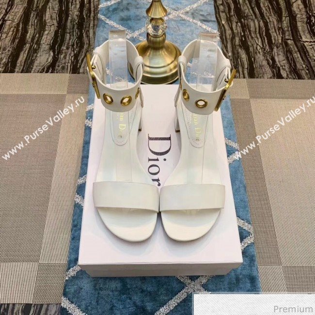 Dior D-Dior Mid-heel Sandals in White Calfskin 2019 (DLY-9041001)