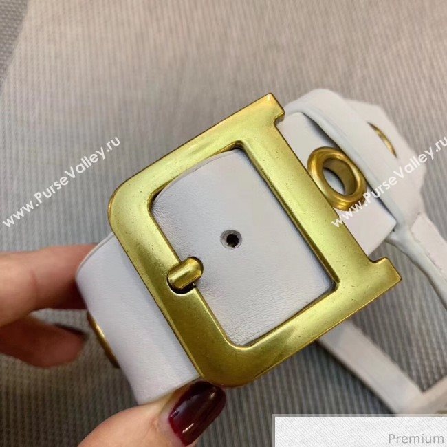 Dior D-Dior Mid-heel Sandals in White Calfskin 2019 (DLY-9041001)