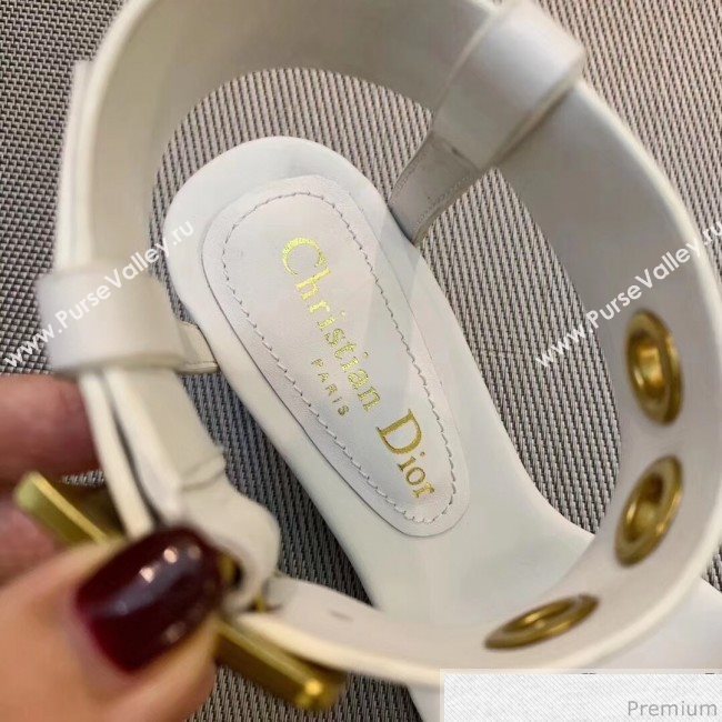 Dior D-Dior Mid-heel Sandals in White Calfskin 2019 (DLY-9041001)