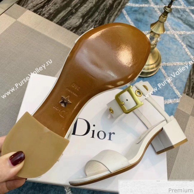 Dior D-Dior Mid-heel Sandals in White Calfskin 2019 (DLY-9041001)