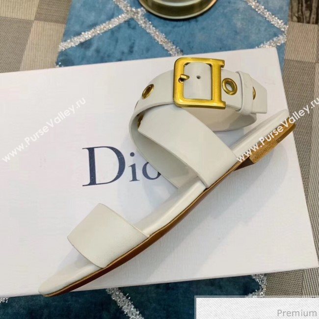 Dior D-Dior Flat Sandals in White Calfskin 2019 (DLY-9041002)