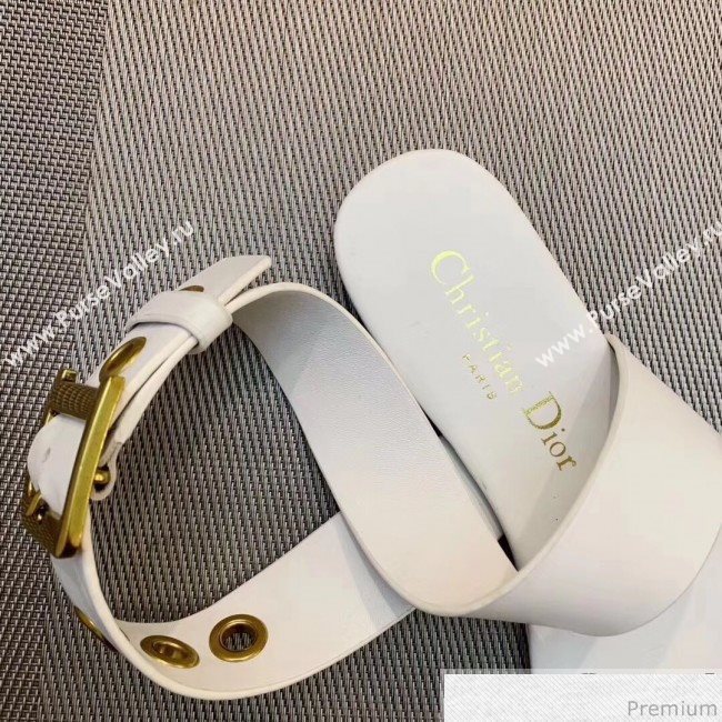 Dior D-Dior Flat Sandals in White Calfskin 2019 (DLY-9041002)