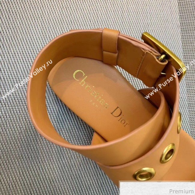 Dior D-Dior Flat Sandals in Apricot Calfskin 2019 (DLY-9041003)