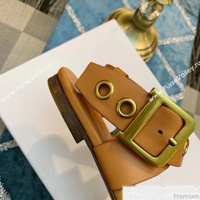 Dior D-Dior Flat Sandals in Apricot Calfskin 2019 (DLY-9041003)