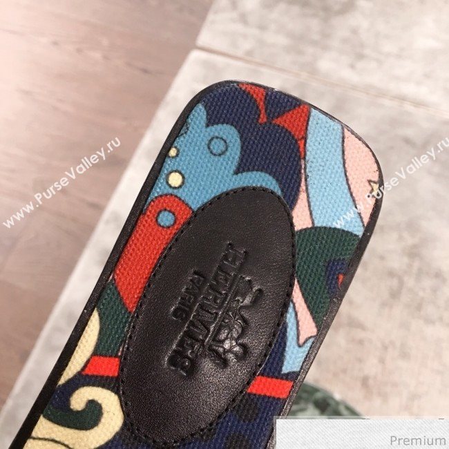 Hermes Oran Slide Flat Sandals on Print Insole Black 2019 (KL-9031117)