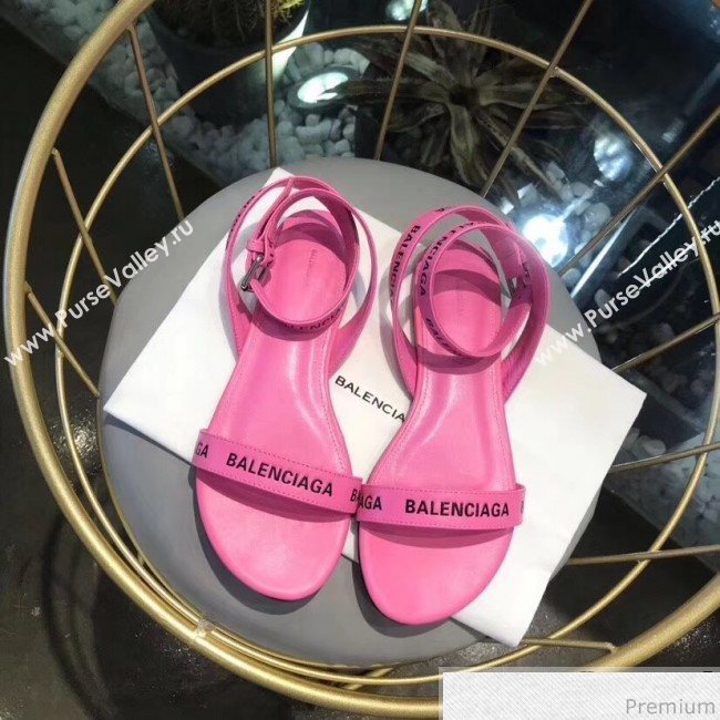 Balenciaga Allover Logo Round Flat Sandal Pink 2019 (DLY-9041005)