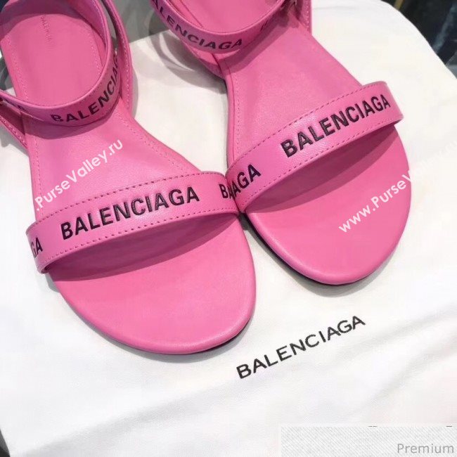 Balenciaga Allover Logo Round Flat Sandal Pink 2019 (DLY-9041005)