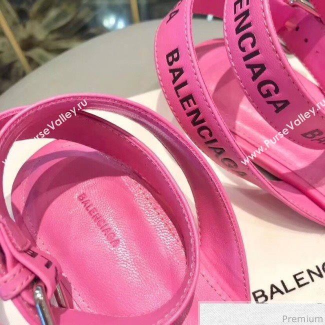 Balenciaga Allover Logo Round Flat Sandal Pink 2019 (DLY-9041005)