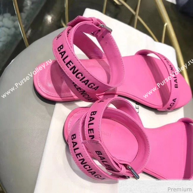 Balenciaga Allover Logo Round Flat Sandal Pink 2019 (DLY-9041005)