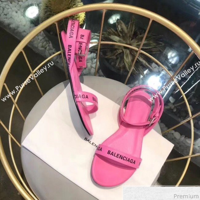Balenciaga Allover Logo Round Flat Sandal Pink 2019 (DLY-9041005)
