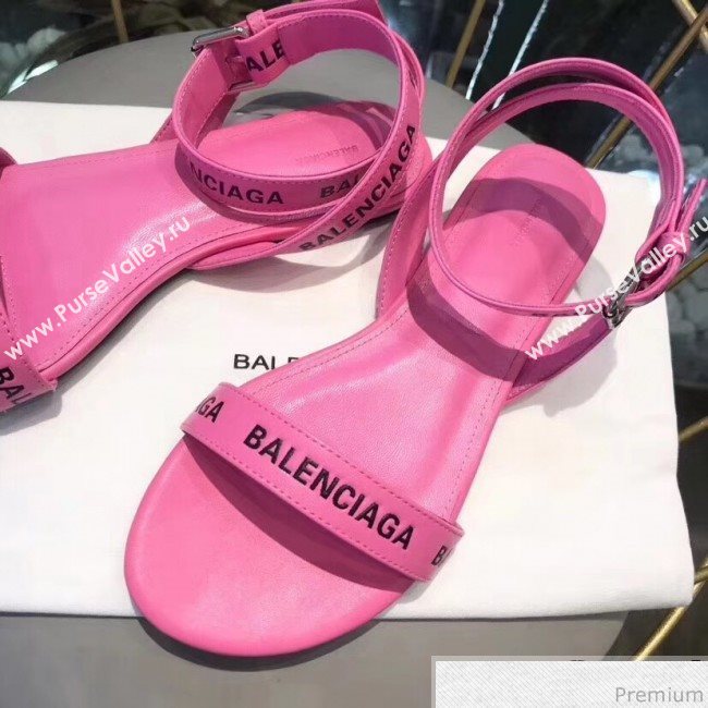 Balenciaga Allover Logo Round Flat Sandal Pink 2019 (DLY-9041005)