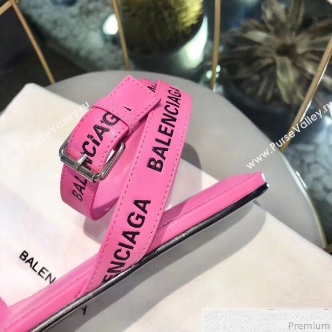 Balenciaga Allover Logo Round Flat Sandal Pink 2019 (DLY-9041005)