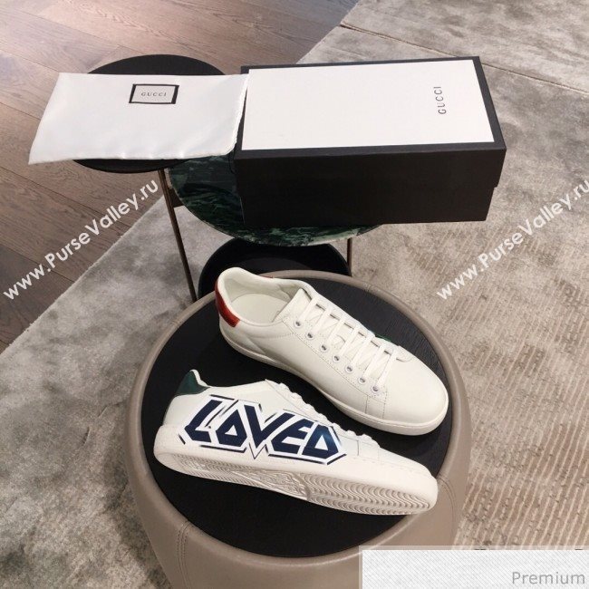 Gucci Ace Sneaker with Loved Print 553385 White 2019(For Women and Men) (KL-9031122)