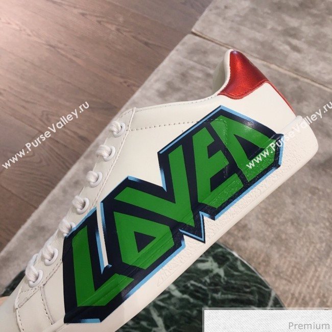 Gucci Ace Sneaker with Loved Print 553385 White 2019(For Women and Men) (KL-9031122)