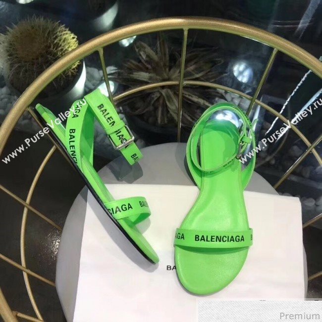 Balenciaga Allover Logo Round Flat Sandal Green 2019 (DLY-9041006)