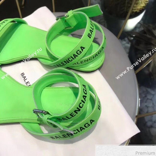 Balenciaga Allover Logo Round Flat Sandal Green 2019 (DLY-9041006)