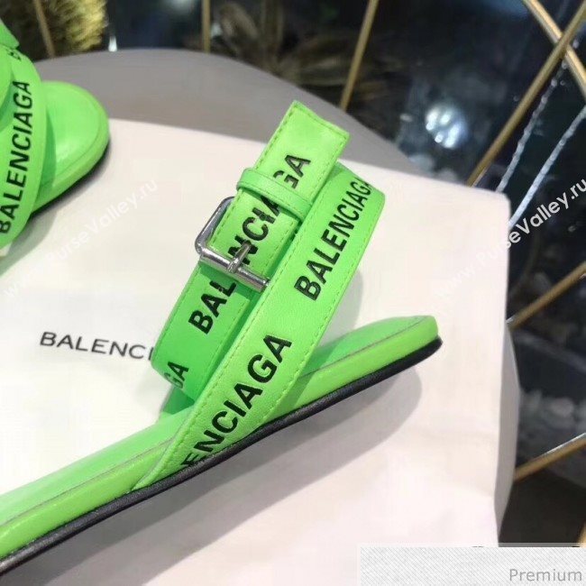 Balenciaga Allover Logo Round Flat Sandal Green 2019 (DLY-9041006)