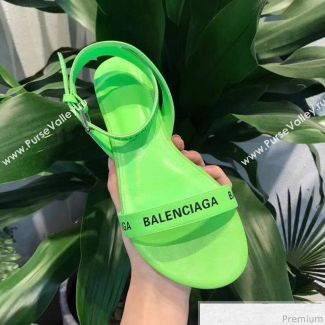 Balenciaga Allover Logo Round Flat Sandal Green 2019 (DLY-9041006)