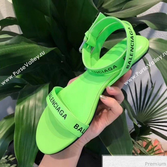 Balenciaga Allover Logo Round Flat Sandal Green 2019 (DLY-9041006)