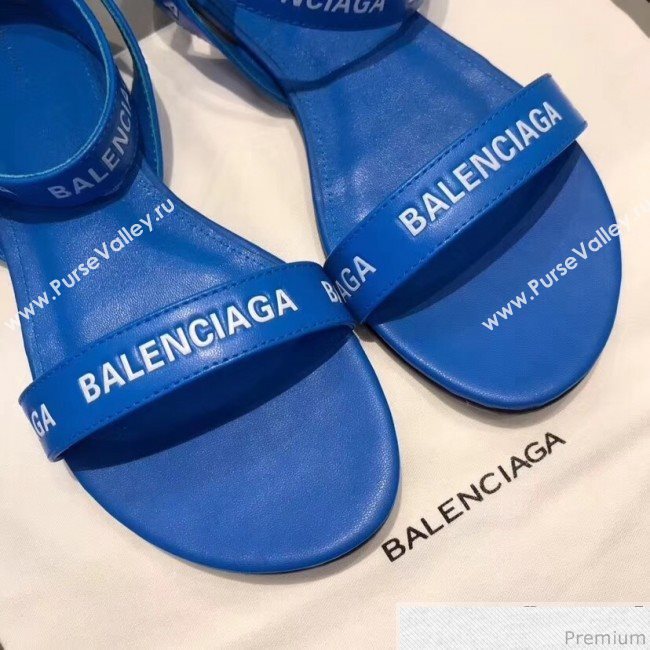 Balenciaga Allover Logo Round Flat Sandal Blue 2019 (DLY-9041007)