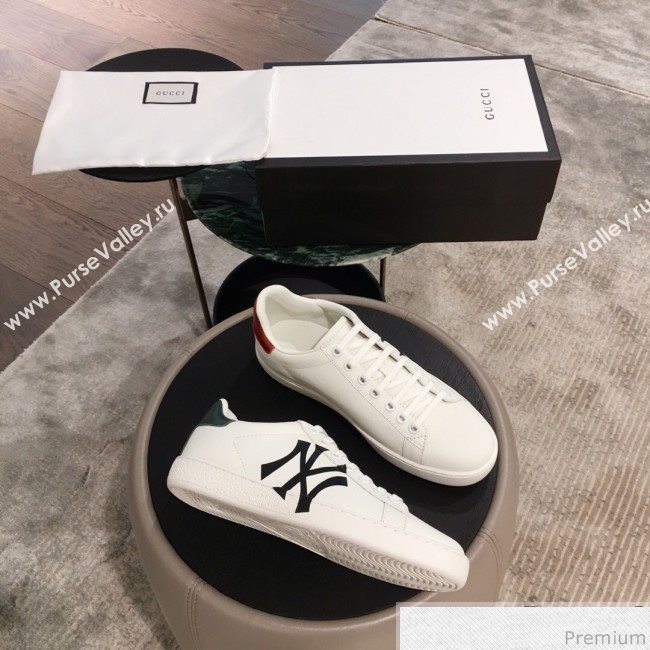 Gucci Ace Sneaker with NY Print 553385 White 2019(For Women and Men) (KL-9031123)