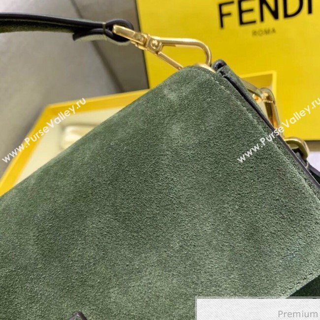 Fendi Medium Baguette Suede Shoulder Bag Green 2019 (AFEI-9041276)