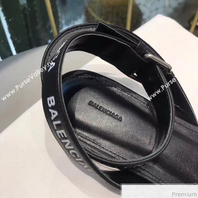 Balenciaga Allover Logo Round Flat Sandal Black 2019 (DLY-9041009)