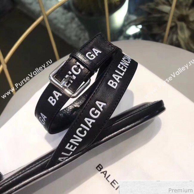 Balenciaga Allover Logo Round Flat Sandal Black 2019 (DLY-9041009)